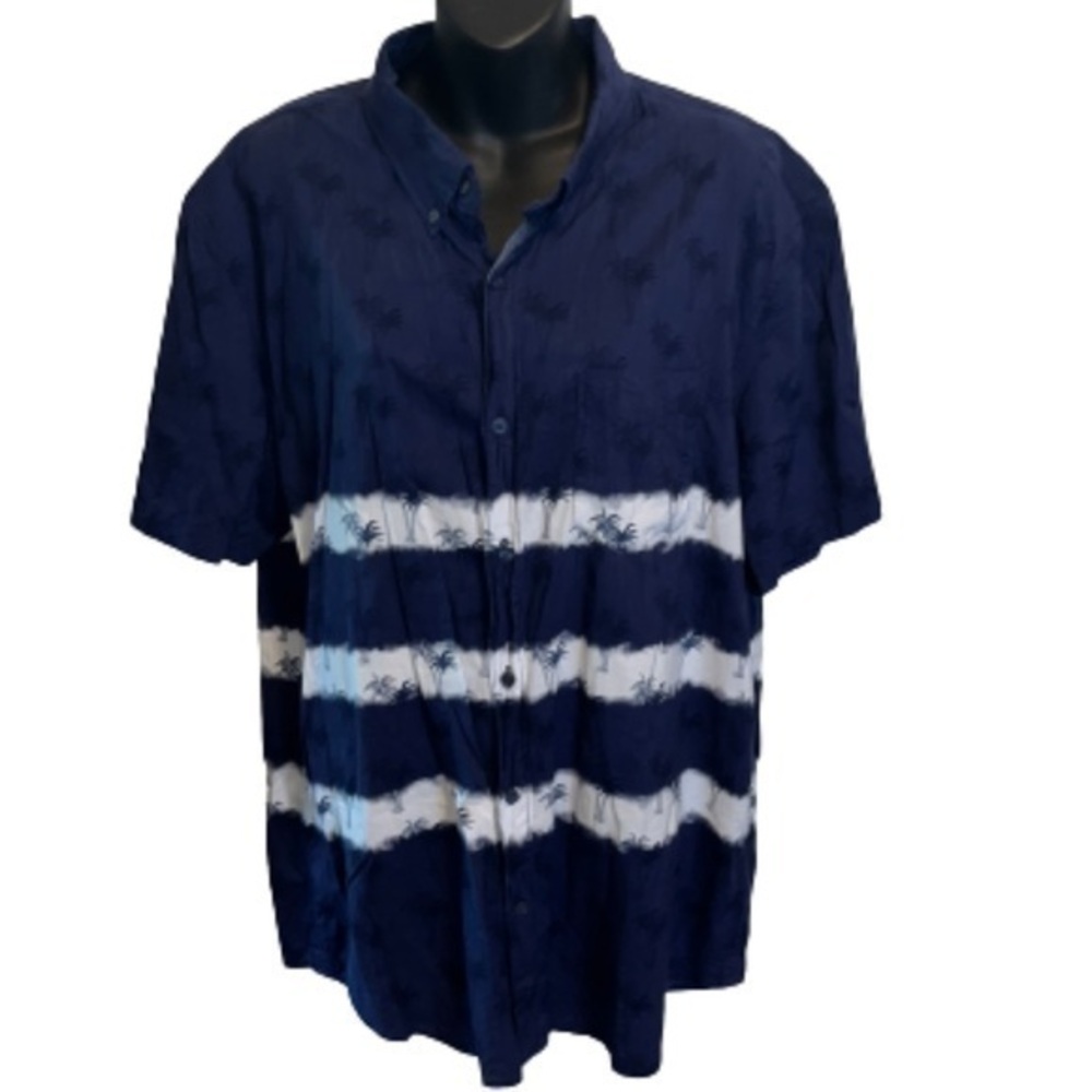 American Eagle navy/white tropical casual button down short sleeve shirt size XL